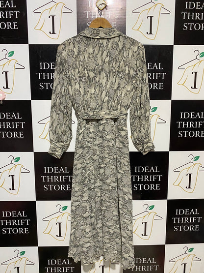 PRIMARK |M| BUST 17| B16| SNAKESKIN PRINT BELTED MIDI SHIRT DRESS
