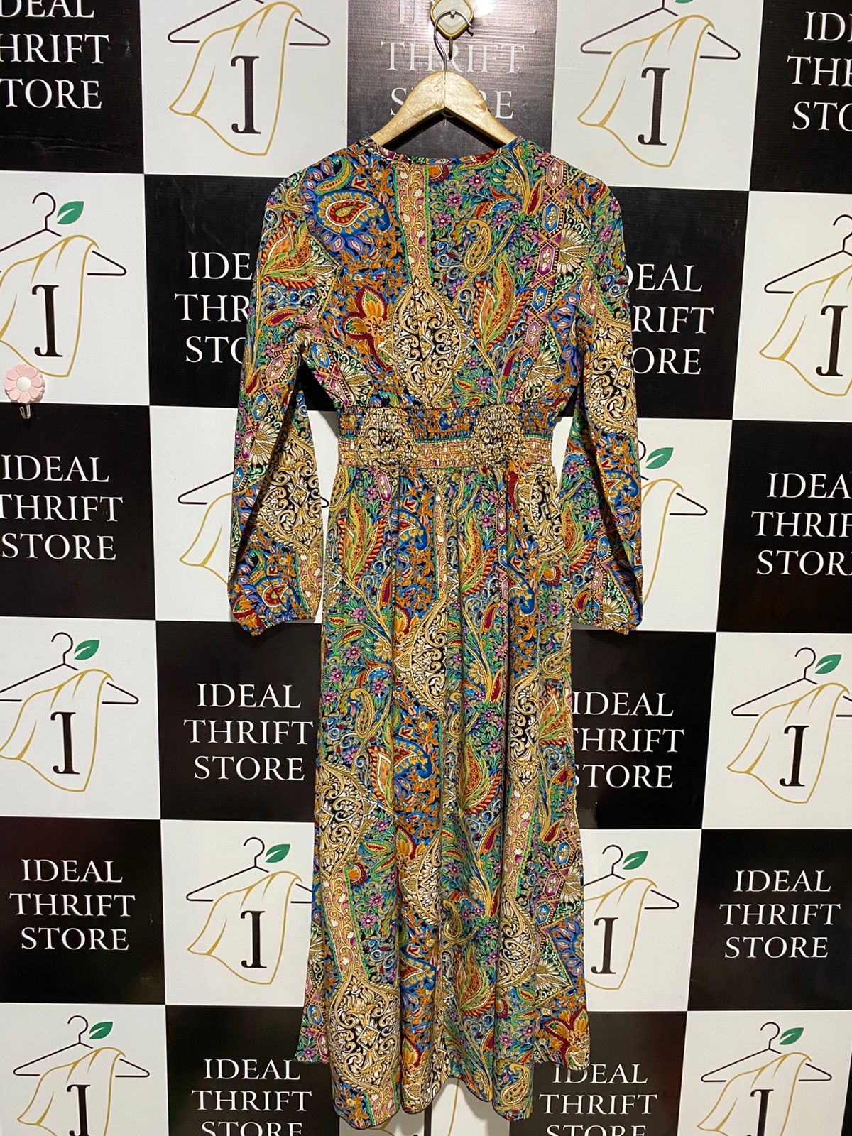 SHEIN |S| BUST 16| B16| ORNAMENTAL PAISLEY SMOCKED WAIST MAXI DRESS
