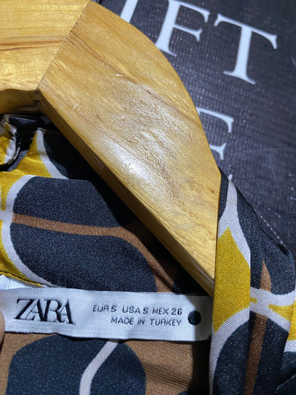 ZARA |S| BUST 19| B16| RETRO GEOMETRIC PRINT HIGH-NECK BELTED DRESS