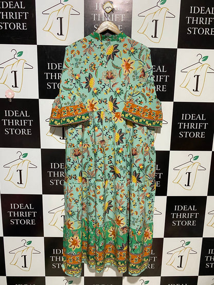 SHEIN CURVE |XXL| BUST 24| B16| MINT FLORAL TIERED BOHO MAXI DRESS