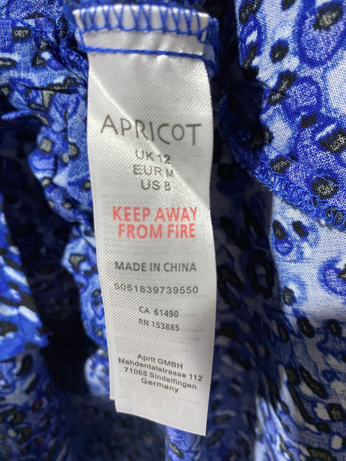 APRICOT |M| BUST FREE| B16| ROYAL BLUE LEOPARD PRINT SHIRT DRESS