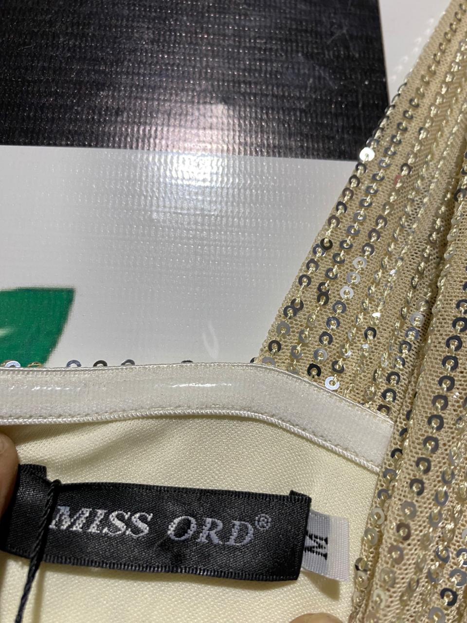 MISS ORD |M| BUST 16| B16| GLAMOROUS GOLD SEQUIN SLEEVELESS V-NECK MAXI GOWN