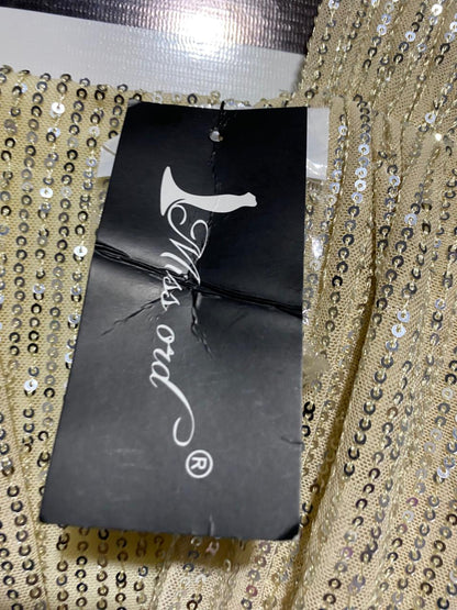 MISS ORD |M| BUST 16| B16| GLAMOROUS GOLD SEQUIN SLEEVELESS V-NECK MAXI GOWN