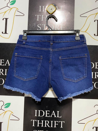 PRIMARK |M| BUST 28| B16| DARK WASH MID-RISE DENIM SHORTS WITH FRAYED HEM