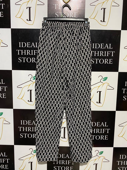 YARK NEW |S| WAIST 26| B16| BLACK & WHITE GEOMETRIC PRINT ELASTICATED WAIST TROUSERS
