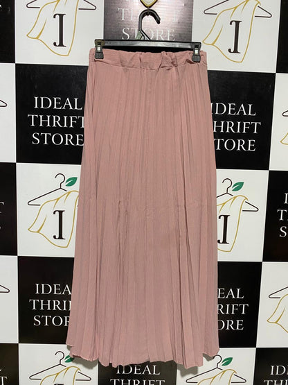 |S| WAIST 26| B16| DUSTY ROSE PLEATED MAXI SKIRT WITH ELASTICATED WAIST