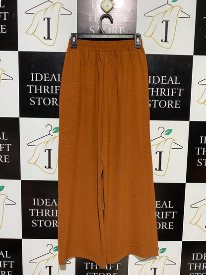 |M| WAIST 24| B16| RUST ORANGE WIDE LEG TROUSERS WITH SIDE POCKETS