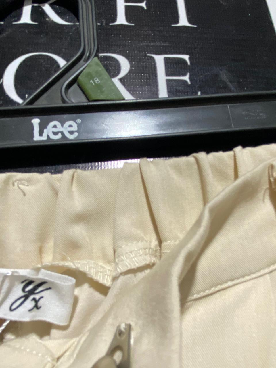 YSL STUDIO |S| WAIST 26| B16| BEIGE HIGH-WAISTED WIDE LEG TROUSERS