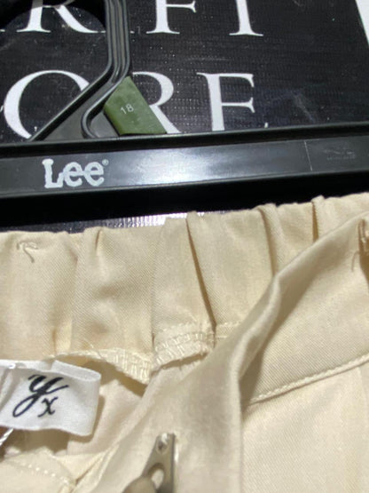 YSL STUDIO |S| WAIST 26| B16| BEIGE HIGH-WAISTED WIDE LEG TROUSERS