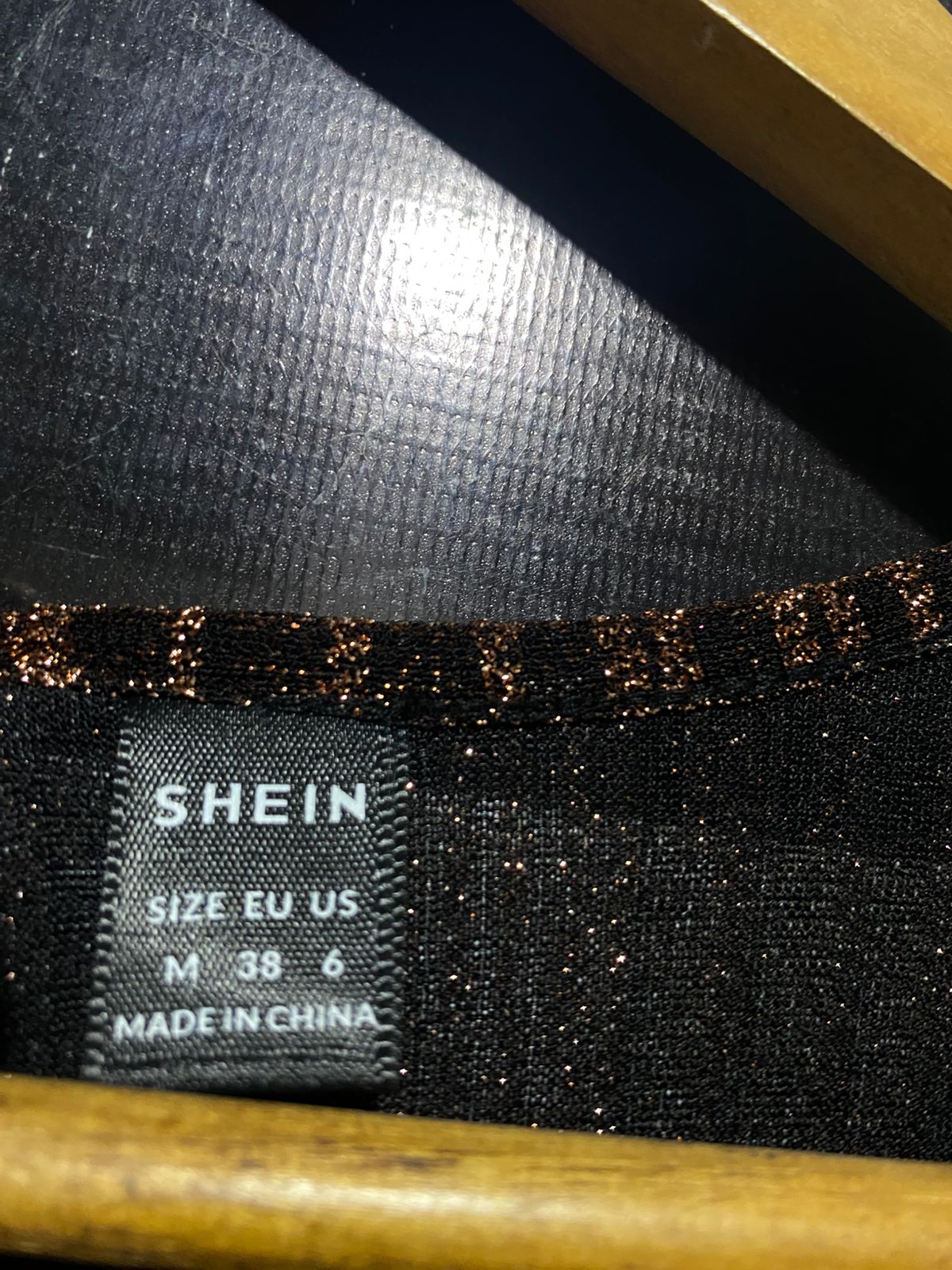 SHEIN |M| BUST 17| B16| BLACK VERTICAL TEXTURED FRINGE HEM MIDI DRESS