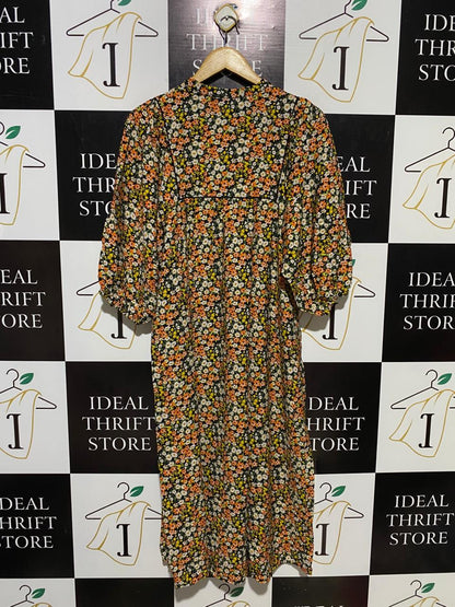 PAPAYA |M| BUST 20| B16| FLORAL BOHO MAXI DRESS WITH PUFF SLEEVES