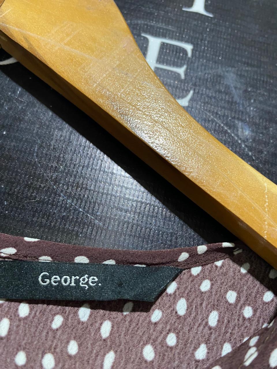 GEORGE |XL| BUST 23| B16| CHOCOLATE BROWN POLKA DOT TIERED MINI DRESS