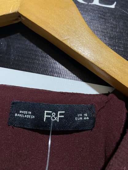 F&F |XL| BUST 26| B16| BURGUNDY FLORAL JACQUARD BUBBLE-HEM BLOUSE