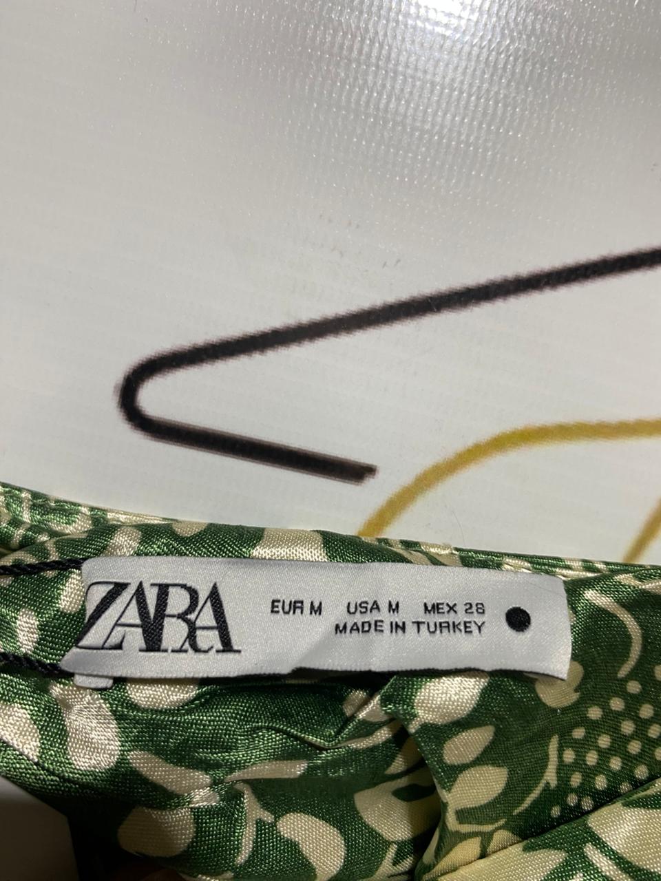 ZARA |M| BUST 15| B16| GREEN FLORAL PRINT SATIN SLIP MAXI DRESS