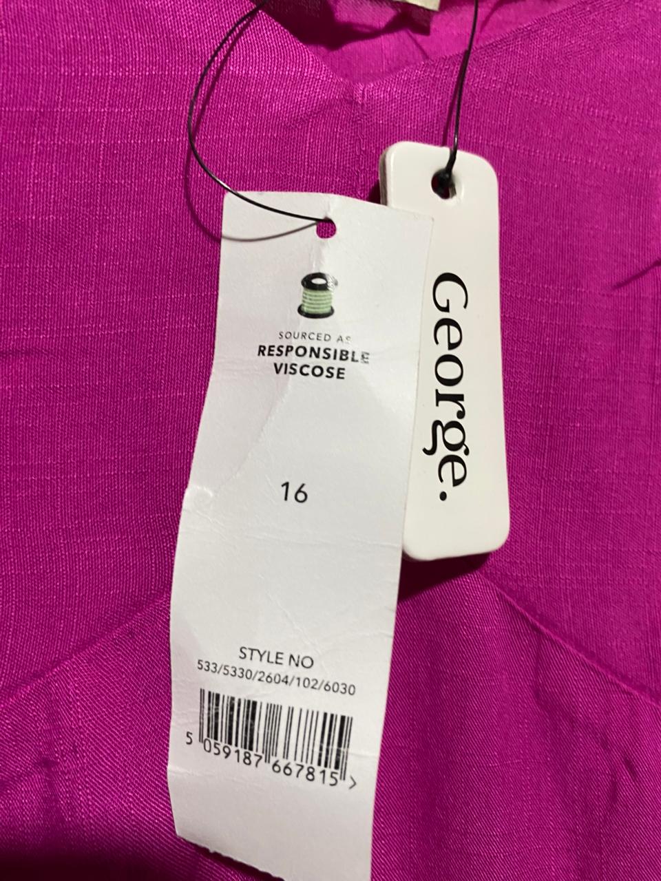 GEORGE |L| BUST 18| B16| VIBRANT MAGENTA PUFF SLEEVE MIDI DRESS
