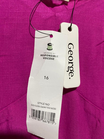GEORGE |L| BUST 18| B16| VIBRANT MAGENTA PUFF SLEEVE MIDI DRESS