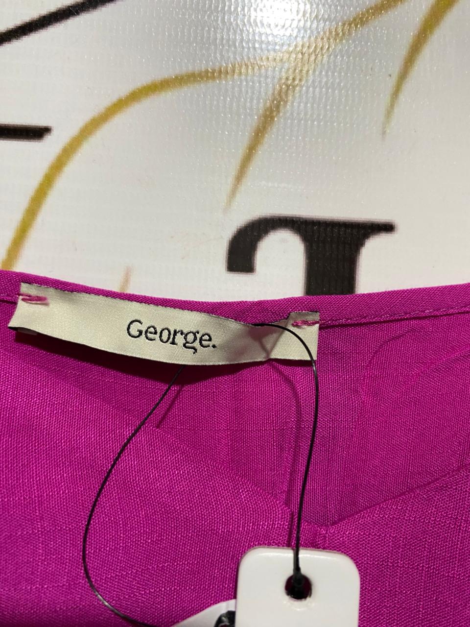 GEORGE |L| BUST 18| B16| VIBRANT MAGENTA PUFF SLEEVE MIDI DRESS