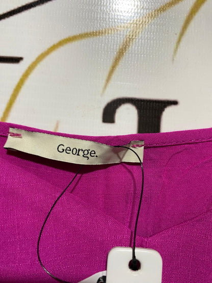 GEORGE |L| BUST 18| B16| VIBRANT MAGENTA PUFF SLEEVE MIDI DRESS