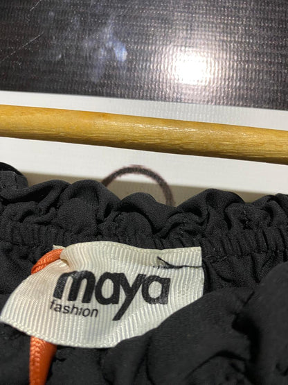 MAYA FASHION |L| BUST 18| B16| BLACK SMOCKED OFF-SHOULDER ASYMMETRICAL TOP