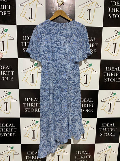 BLUE VANILLA |M| BUST 17| B16| PAISLEY PRINT ASYMMETRICAL MIDI DRESS