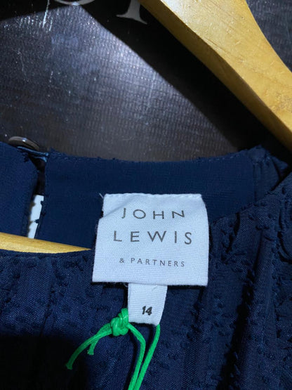JOHN LEWIS |L| BUST 19| B16| NAVY CHEVRON TEXTURED RUFFLE MAXI DRESS