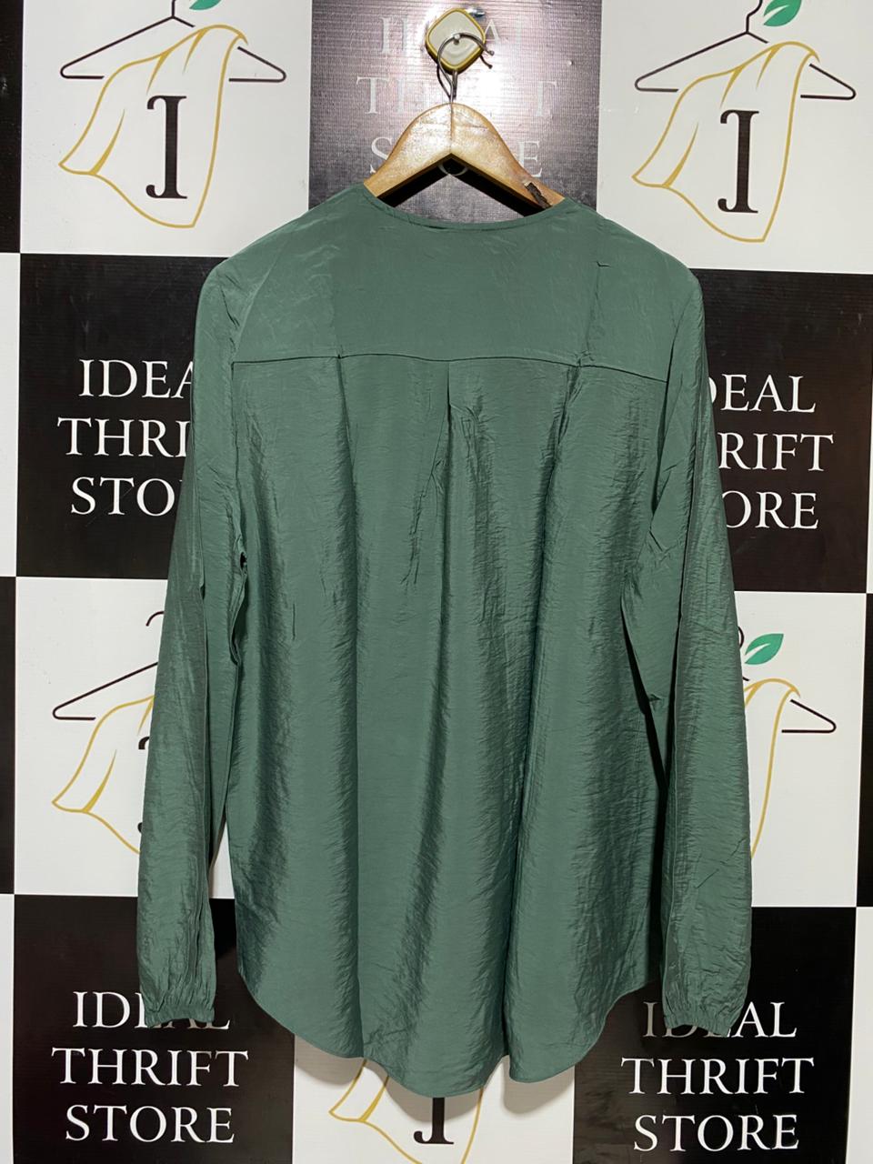 ET VOUS |XL| BUST 23| B16| SAGE GREEN ZIP-NECK CRINKLE TEXTURE BLOUSE