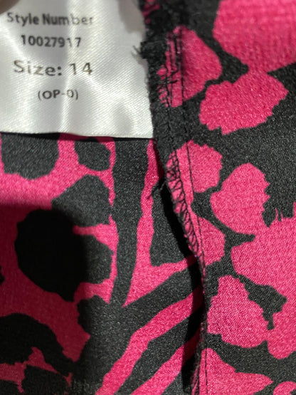 ROMAN |L| BUST 21| B16| PINK ANIMAL PRINT SATIN BELTED SHIRT