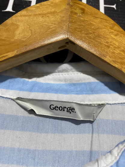 GEORGE |XL| BUST 23| B16| LIGHT BLUE & WHITE STRIPED BELTED SHIRT DRESS