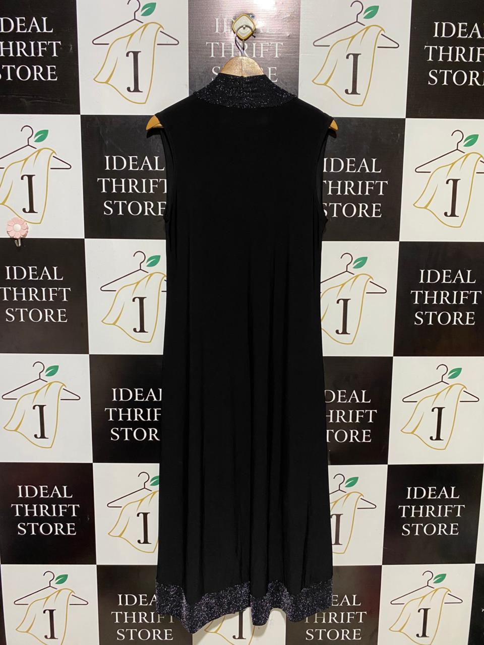 ONE TOUCH |M| BUST 19| B16| BLACK SLEEVELESS LONG-LINE CARDIGAN WITH SHIMMER TRIM
