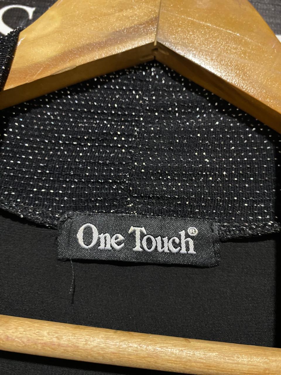 ONE TOUCH |M| BUST 19| B16| BLACK SLEEVELESS LONG-LINE CARDIGAN WITH SHIMMER TRIM