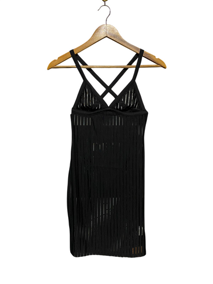 SHEIN |XS| BUST 11| B17| BLACK MESH VERTICAL STRIPE MINI DRESS