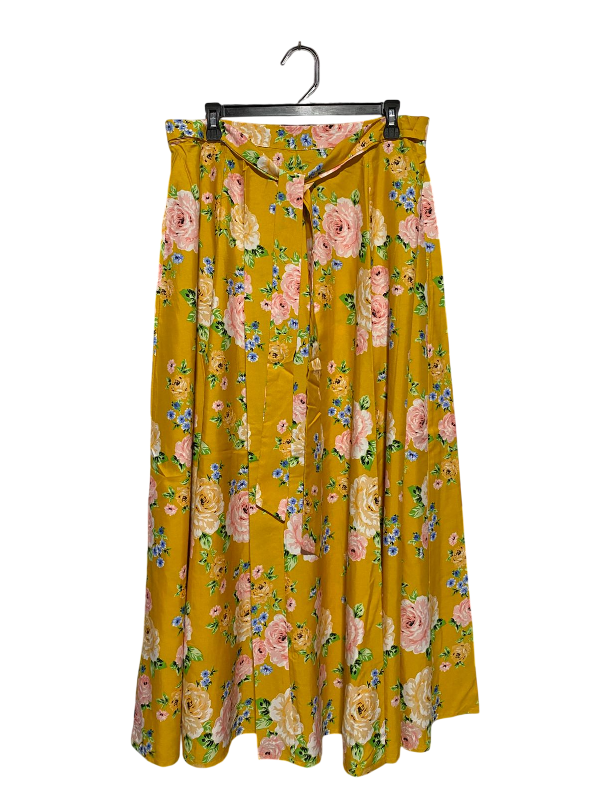 SELECT |L| WAIST 32| B17| MUSTARD FLORAL MAXI SKIRT WITH TIE-WAIST