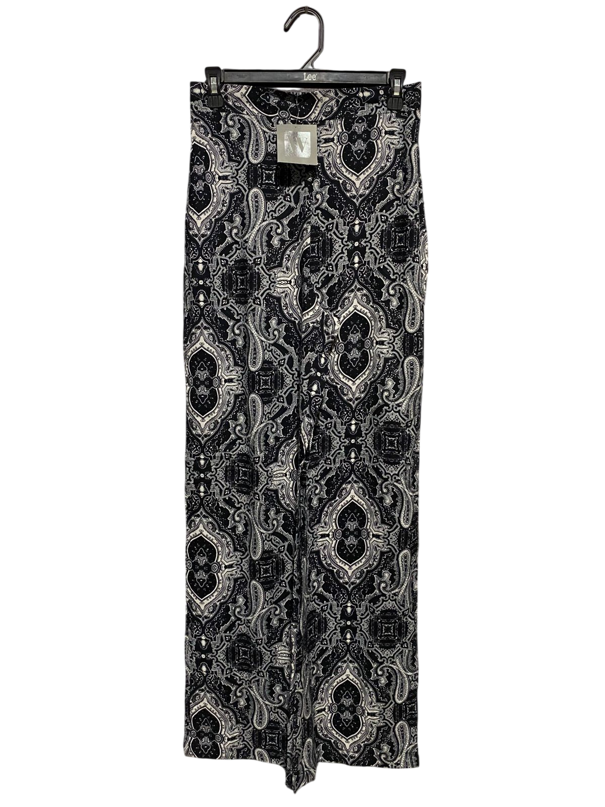 W |M| WAIST 28| B17|  BLACK & WHITE PAISLEY PRINT WIDE-LEG TROUSERS