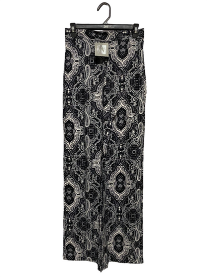 W |M| WAIST 28| B17|  BLACK & WHITE PAISLEY PRINT WIDE-LEG TROUSERS