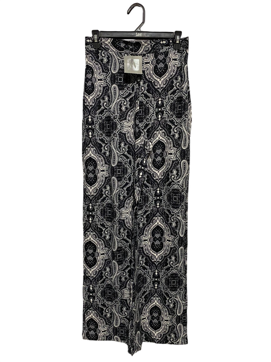 W |M| WAIST 28| B17|  BLACK & WHITE PAISLEY PRINT WIDE-LEG TROUSERS