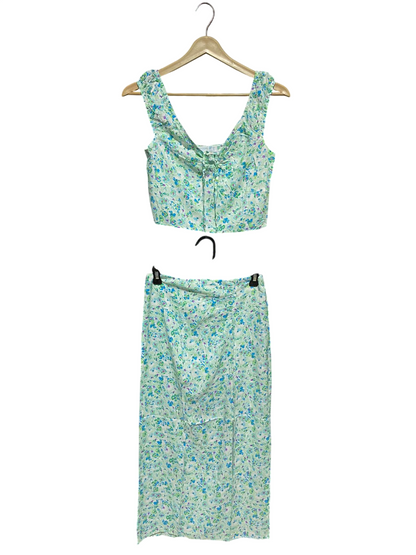 PRIMARK CARES |S| BUST 15| B17| FLORAL V-NECK CROP TOP & MIDI SKIRT CO-ORD SET