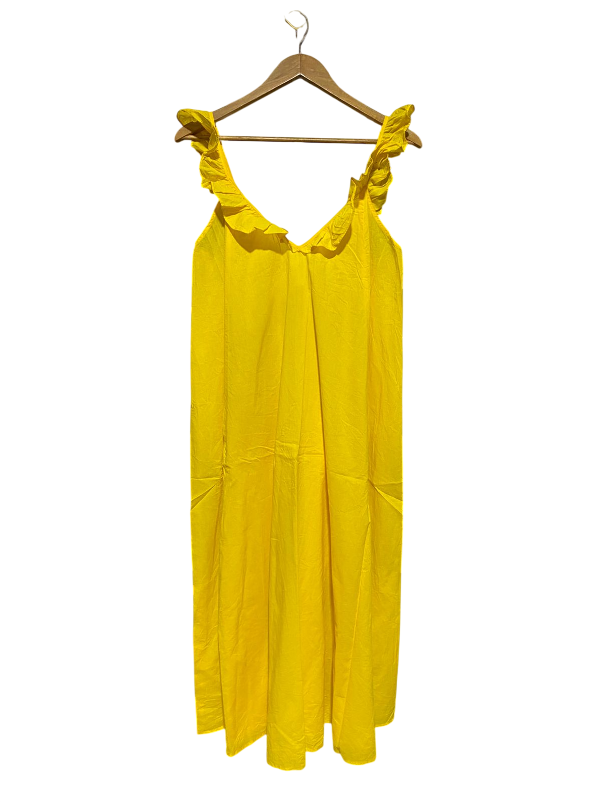 H&M |L| BUST 18| B17| VIBRANT YELLOW RUFFLE STRAP MAXI DRESS