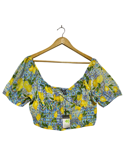 PRIMARK |M| BUST 18 |B17| MEDITERRANEAN LEMON PRINT CROP TOP