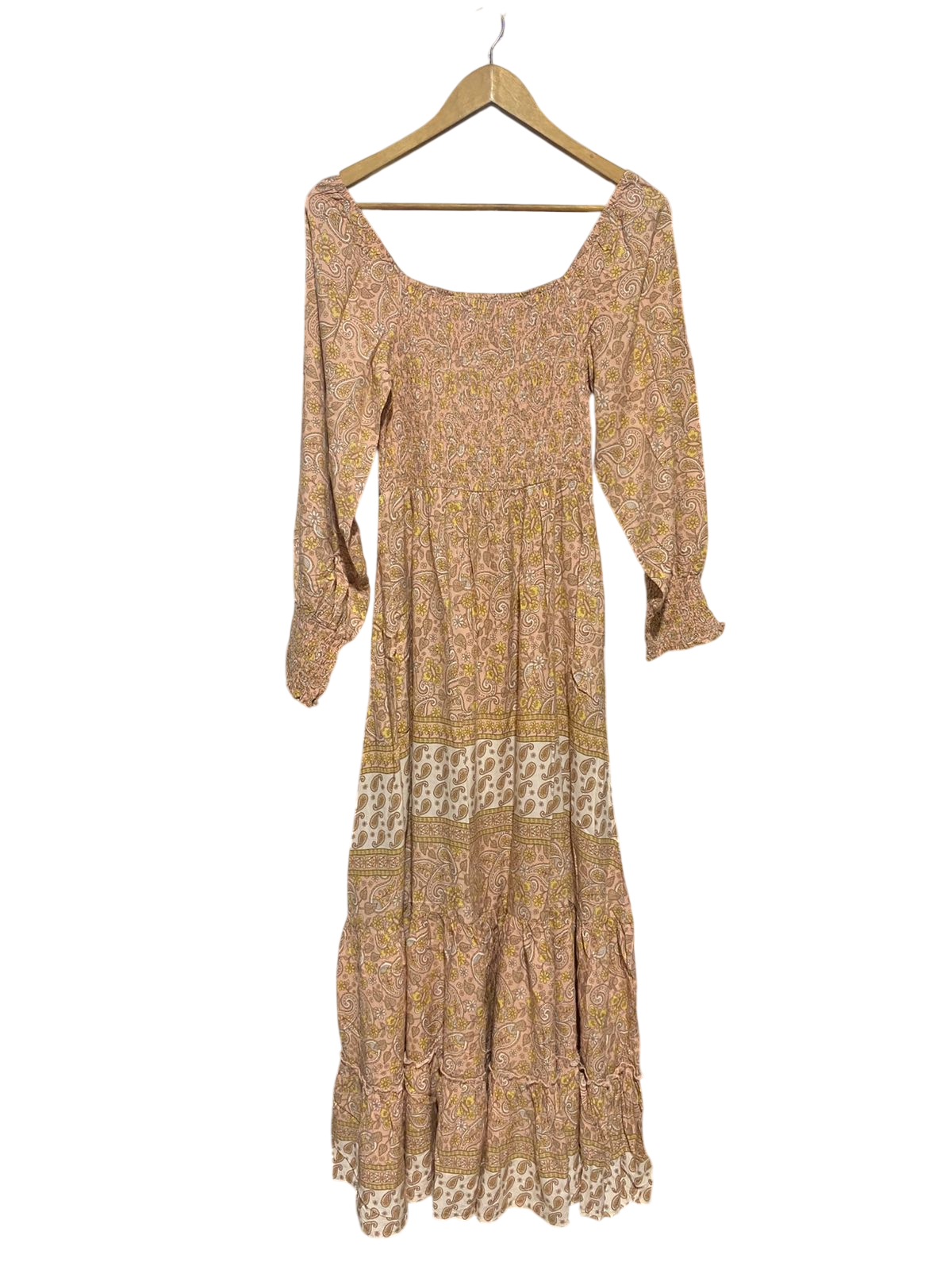JAASE |XS| BUST 13| B17| BOHO CHIC PAISLEY MAXI DRESS | SMOCKED WAIST TIERED GOWN