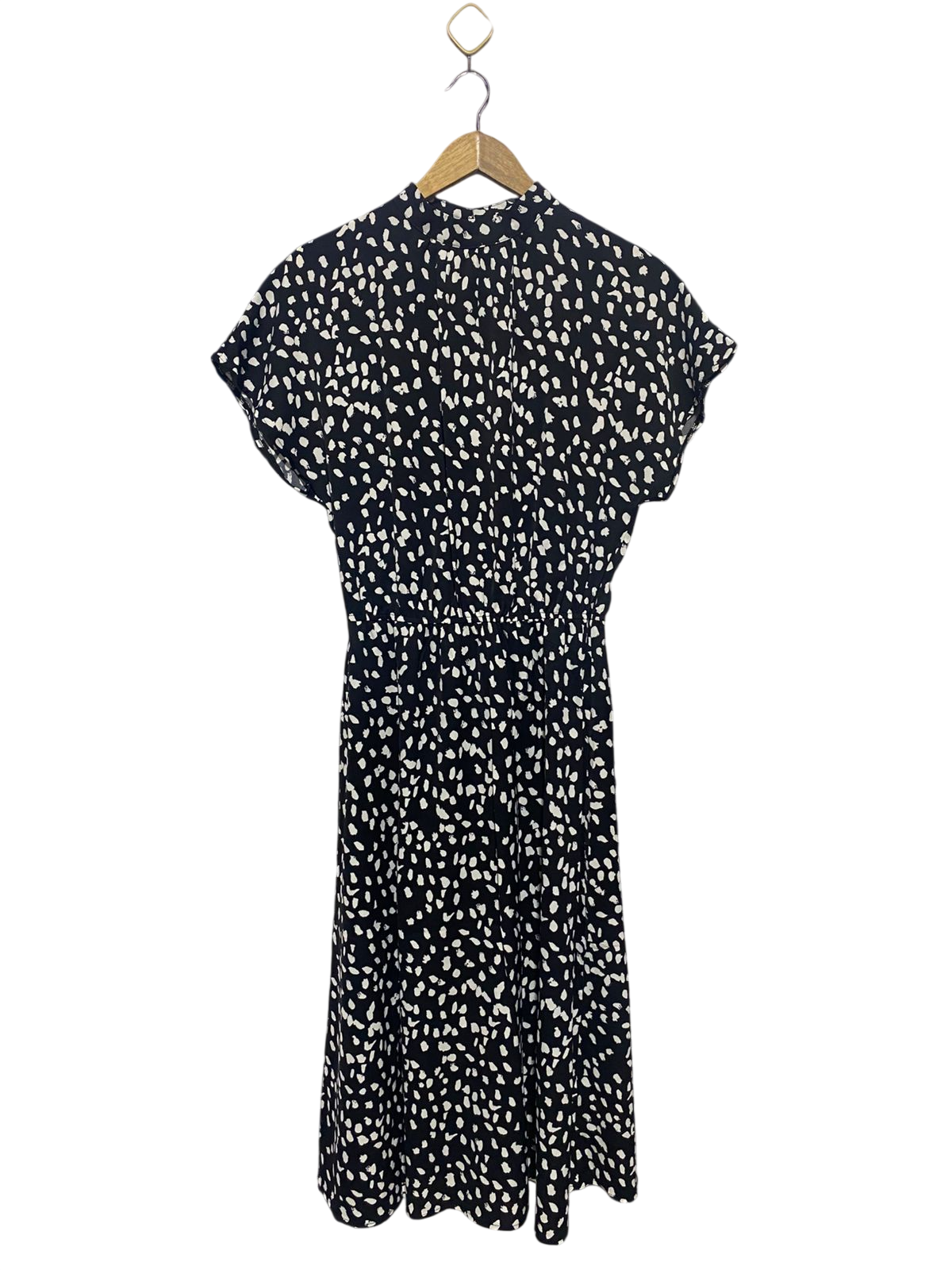 SHEIN |M| BUST FREE| B17| CHIC MONOCHROME ABSTRACT DOT MIDI DRESS | HIGH-NECK CASUAL ELEGANCE