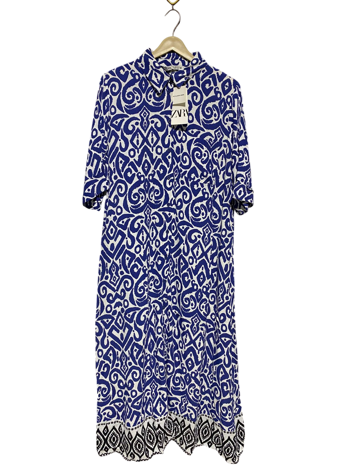 ZARA |L| BUST 21| B17| GEOMETRIC PRINT MIDI SHIRT DRESS