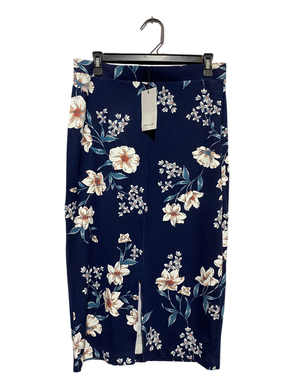 PREVIEW |L| WAIST 30| B17| FLORAL NAVY BLUE MIDI PENCIL SKIRT