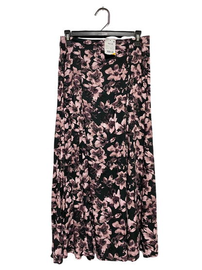 ANKO |L| WAIST 30| B17| FLORAL MAXI SKIRT IN BLACK AND DUSTY ROSE