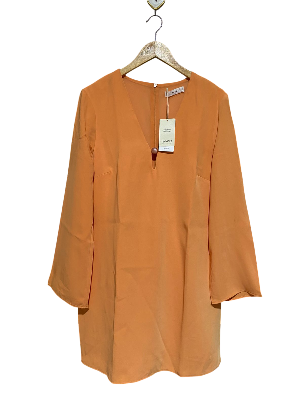 MNG |L| BUST 19| B17| MANGO V-NECK BELL SLEEVE MINI DRESS