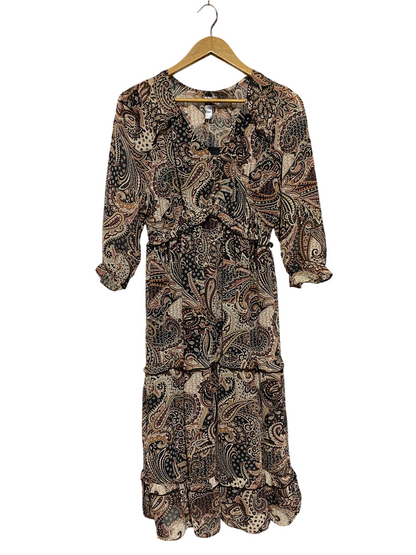 ED IT  ED |M| BUST 17|  B17| BOHEMIAN PAISLEY PRINT TIERED MIDI DRESS WITH RUFFLE CUFFS