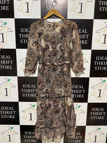 ED IT  ED |M| BUST 17|  B17| BOHEMIAN PAISLEY PRINT TIERED MIDI DRESS WITH RUFFLE CUFFS