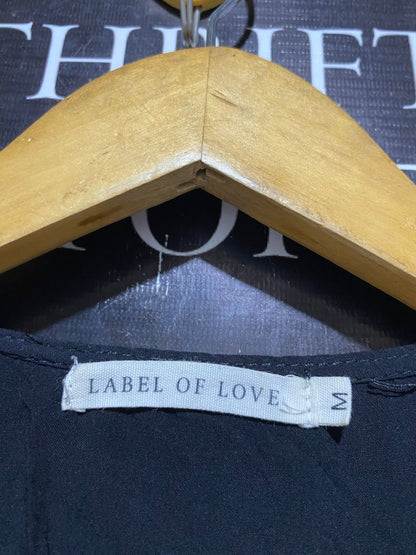 LABEL OF LOVE |M| BUST 16| B17| ELEGANT WOMEN’S BLACK V-NECK TIERED MIDI DRESS WITH FLUTTER SLEEVES