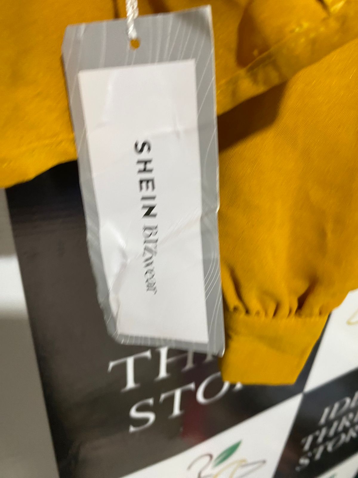 SHEIN |M| BUST 19| B17| ELEGANT WOMEN’S MUSTARD YELLOW HIGH-NECK BLOUSE WITH PLEATED FRONT AND PUFF SLEEVES