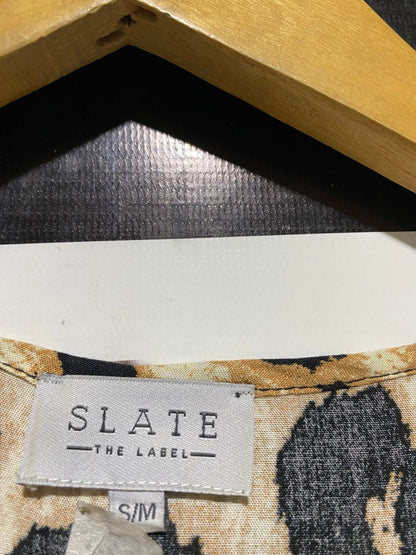 SLATE |M| BUST 19| B17| LEOPARD PRINT TIERED SMOCK DRESS