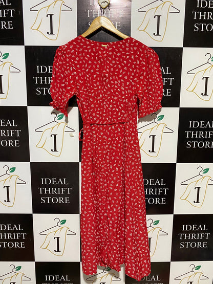 BILLABONG |L| BUST 18| B17| VINTAGE-INSPIRED BOHEMIAN PAISLEY PRINT TIERED MIDI DRESS WITH RUFFLE CUFFS